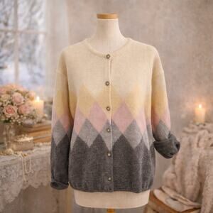 80s Jantzen Wool Cardigan |  Cozy Cottagecore Cardigan Size L